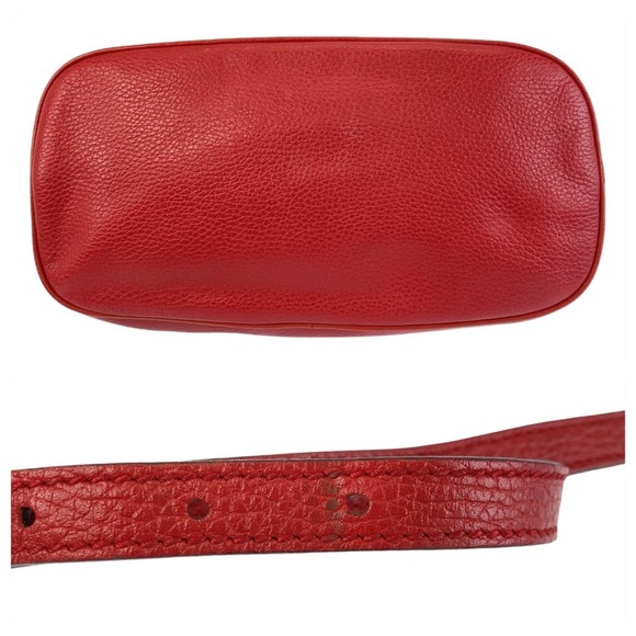 GUCCI Red Leather Interlocking Gold Hardware Handbag 449662 Shoulder Bag - Picture 6 of 10